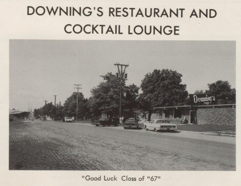 Audies Restaurant (Downings Restaurant) - 1967 Mackinaw City Yearbook Ad (newer photo)